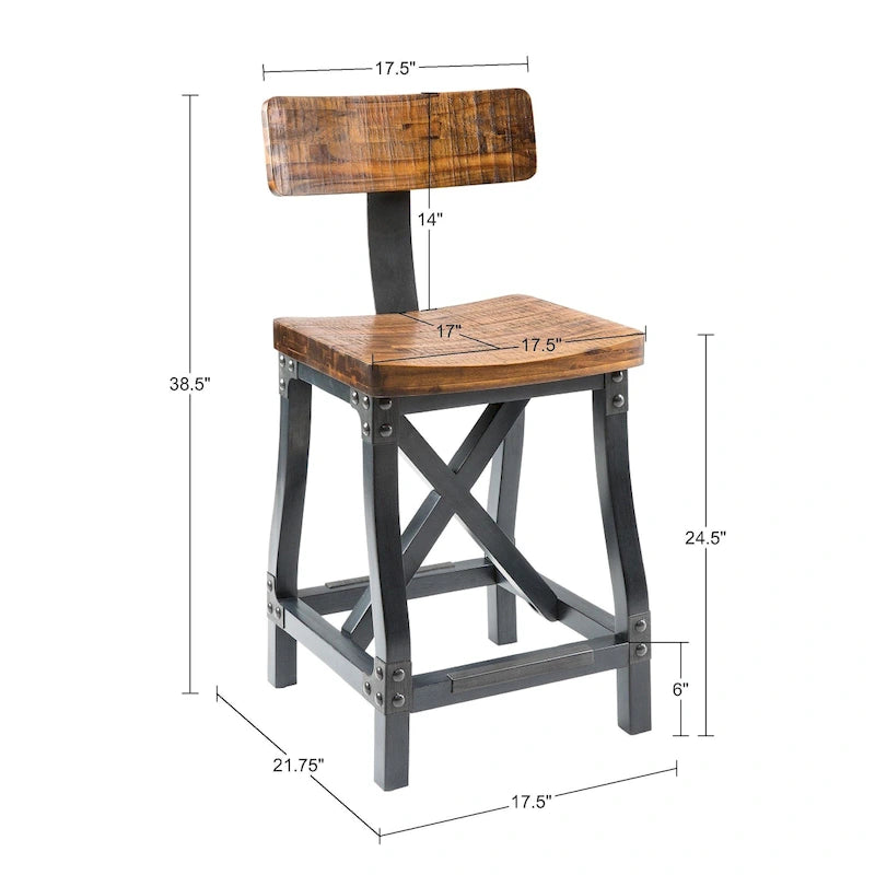 Tabouret de comptoir Lancaster avec dossier