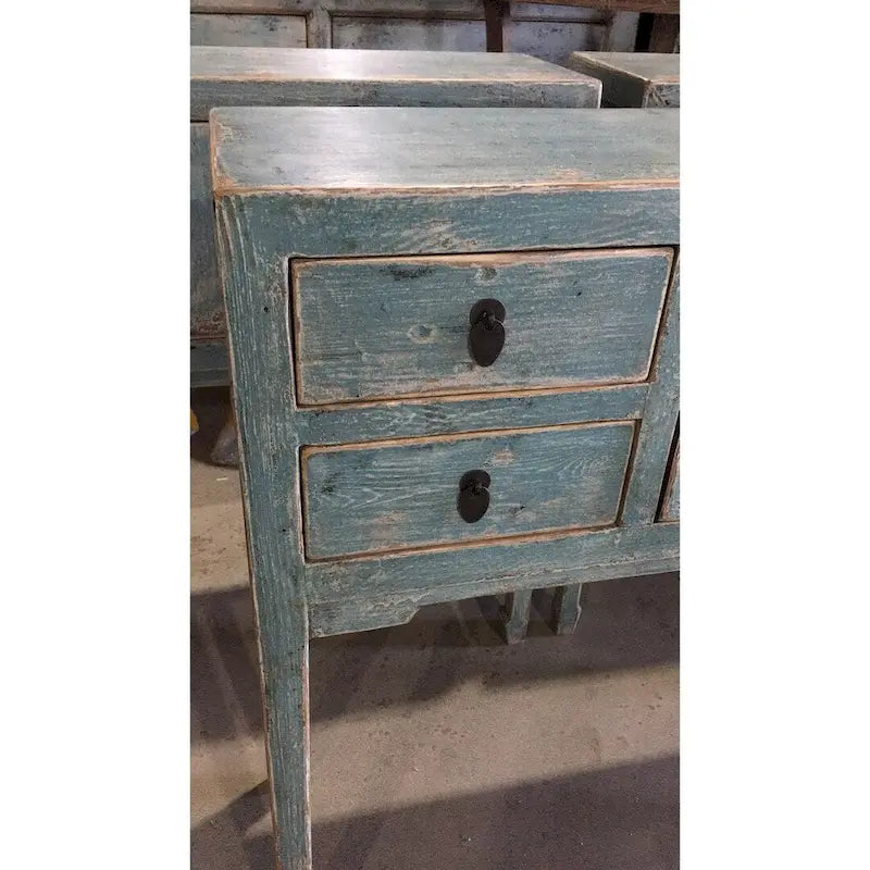 Console Artissance avec 4 tiroirs, 39 po de long, Aqua doux vieilli