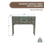 Console Artissance avec 4 tiroirs, 39 po de long, Aqua doux vieilli