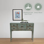 Console Artissance avec 4 tiroirs, 39 po de long, Aqua doux vieilli