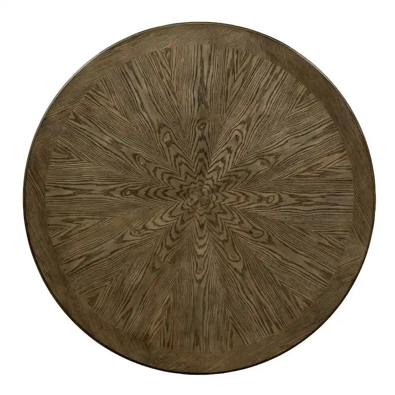 Table à manger ronde en bois Dice Rustic Oak de 54 pouces