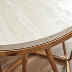 Table d'appoint ronde moderne Henderson en faux marbre avec piètement géométrique doré