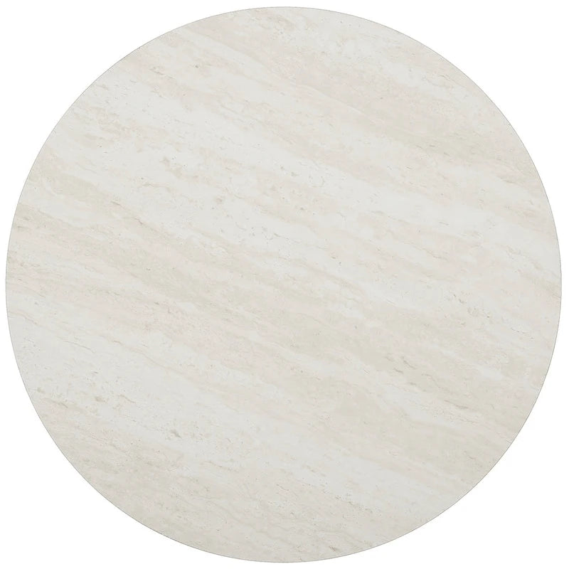Table d'appoint ronde moderne Henderson en faux marbre avec piètement géométrique doré