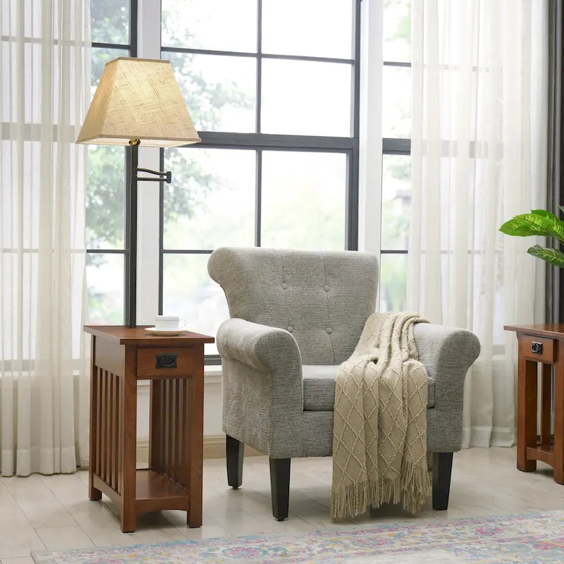 Table de lampe Mission en bois massif Leick Home