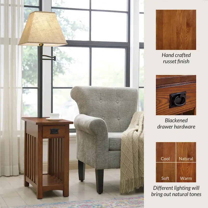 Table de lampe Mission en bois massif Leick Home