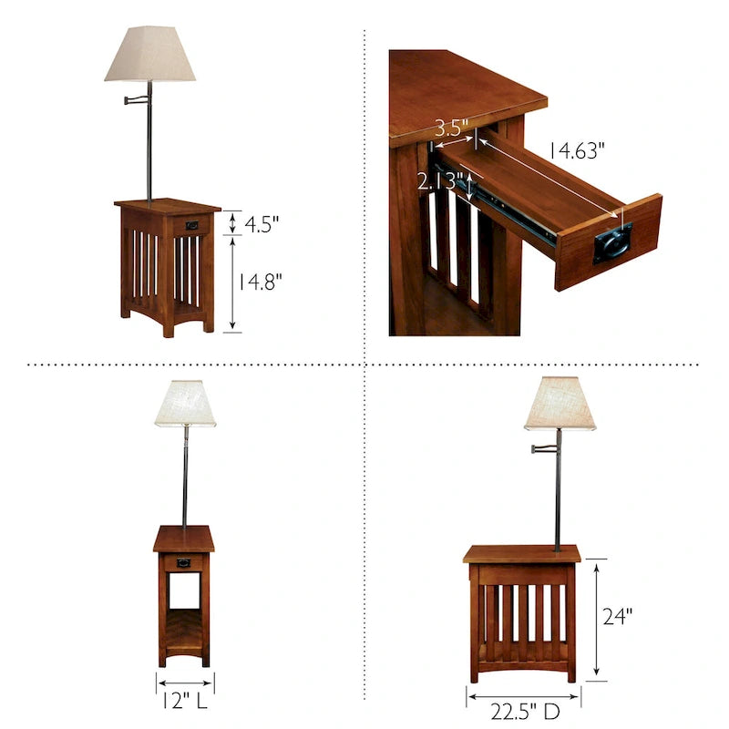 Table de lampe Mission en bois massif Leick Home