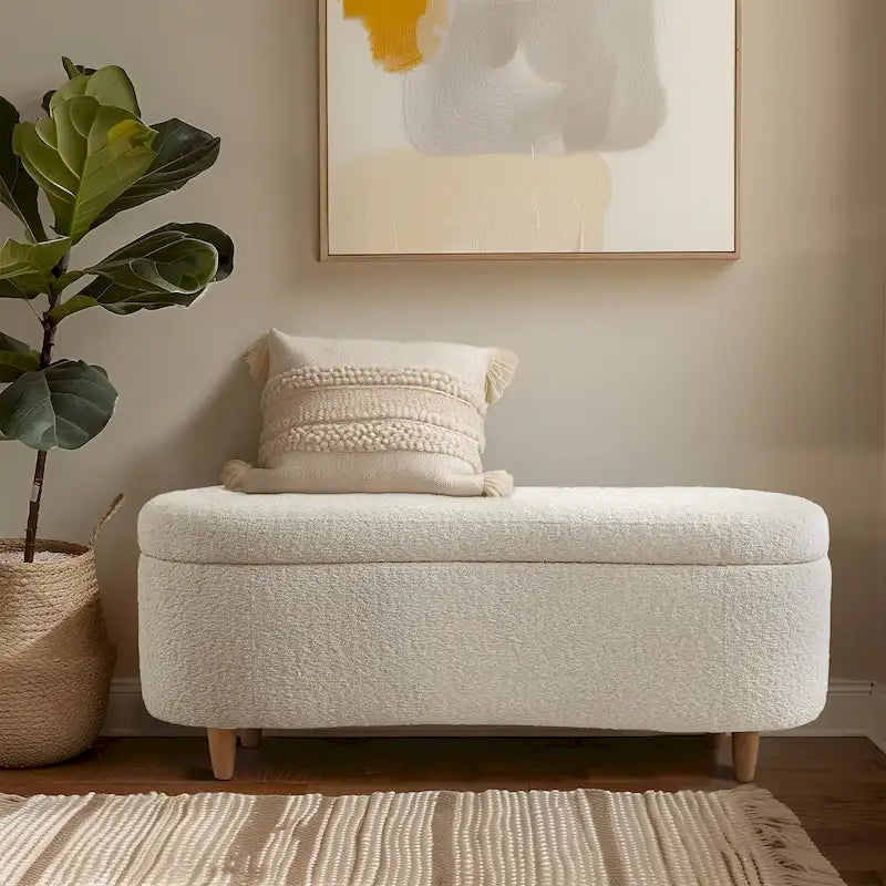 Banc de rangement Bailey Taupe Boucle à couvercle rabattable
