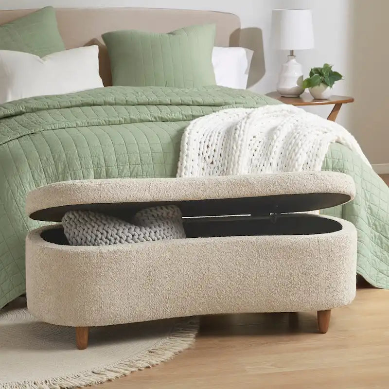 Banc de rangement Bailey Taupe Boucle à couvercle rabattable