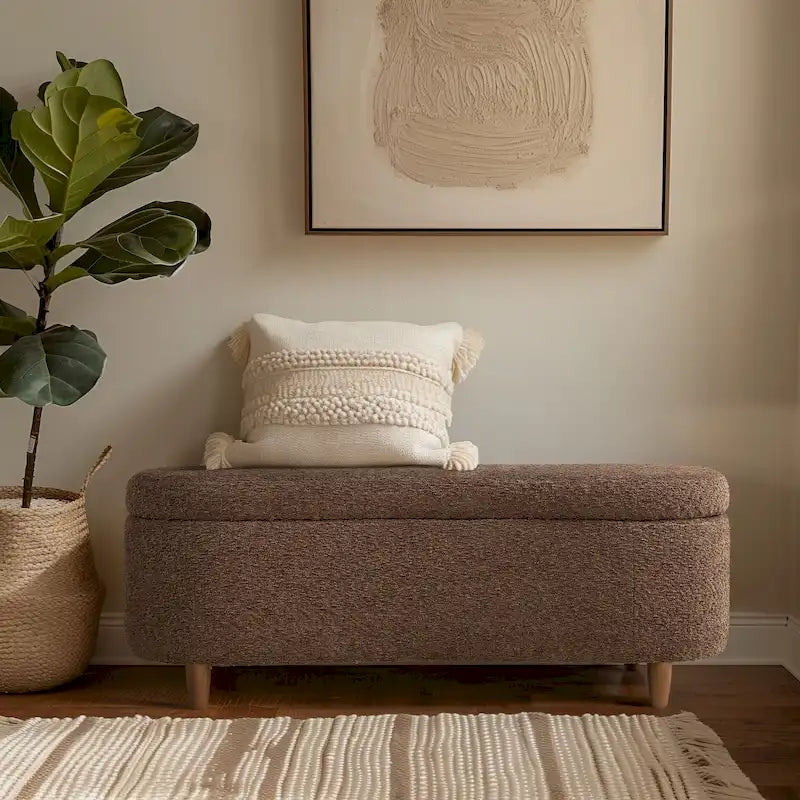 Banc de rangement Bailey Taupe Boucle à couvercle rabattable