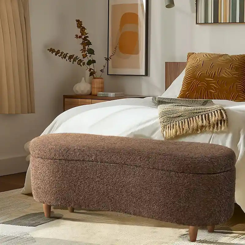 Banc de rangement Bailey Taupe Boucle à couvercle rabattable