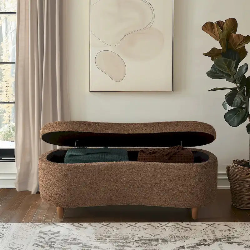Banc de rangement Bailey Taupe Boucle à couvercle rabattable