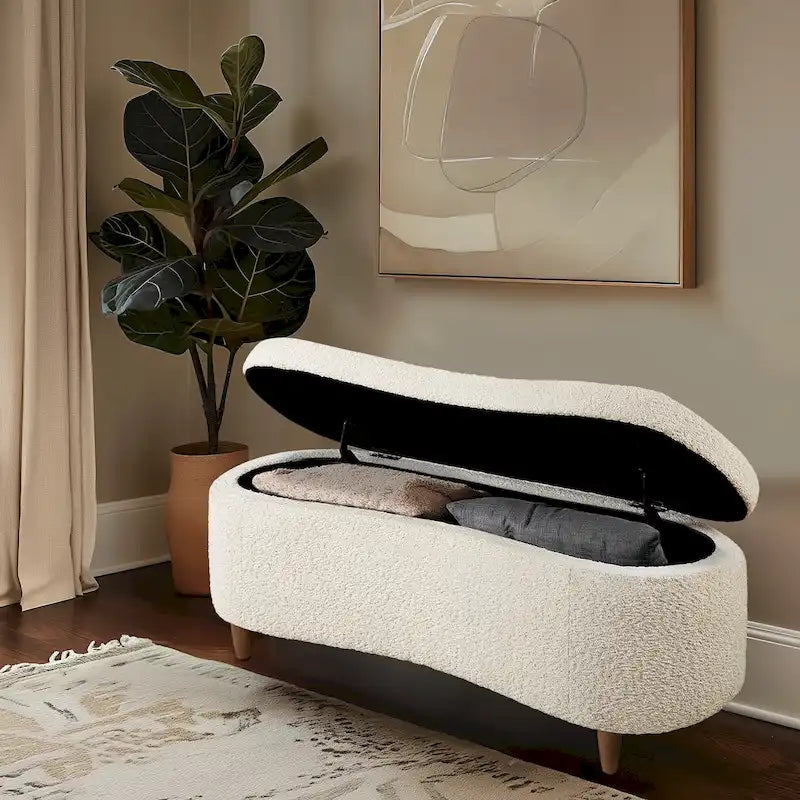 Banc de rangement Bailey Taupe Boucle à couvercle rabattable
