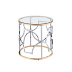 Table d'appoint ronde ouverte chromée et dorée de style moderne