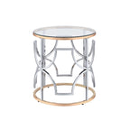 Table d'appoint ronde ouverte chromée et dorée de style moderne
