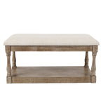 Banc d'entrée et de chambre en lin beige rembourré – 45 H x 90 L x 40 P cm