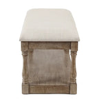 Banc d'entrée et de chambre en lin beige rembourré – 45 H x 90 L x 40 P cm