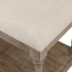 Banc d'entrée et de chambre en lin beige rembourré – 45 H x 90 L x 40 P cm