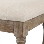 Banc d'entrée et de chambre en lin beige rembourré – 45 H x 90 L x 40 P cm