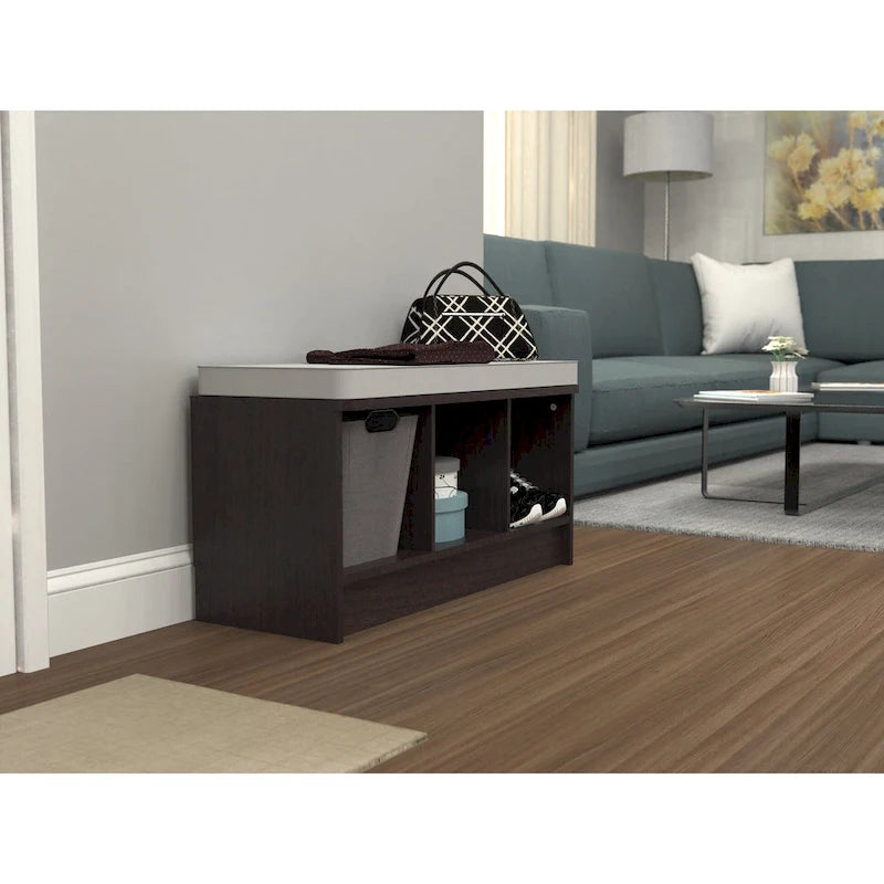 Banc de rangement 3 cubes Southbrook avec coussin gris