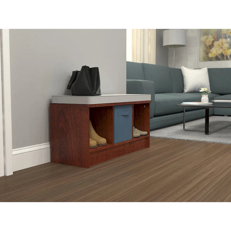 Banc de rangement 3 cubes Southbrook avec coussin gris