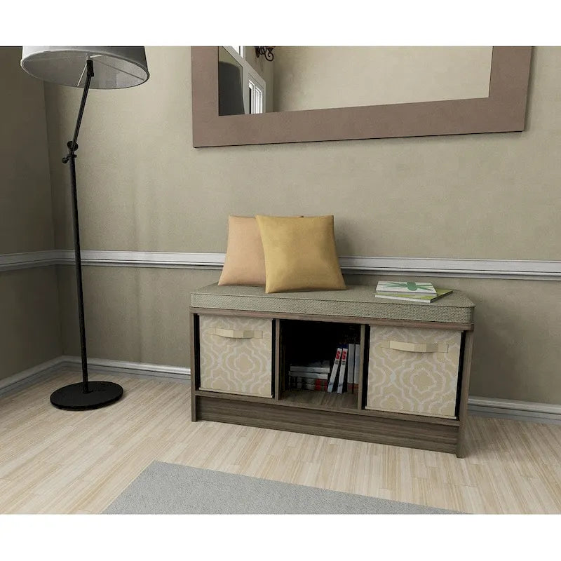 Banc de rangement 3 cubes Southbrook avec coussin gris