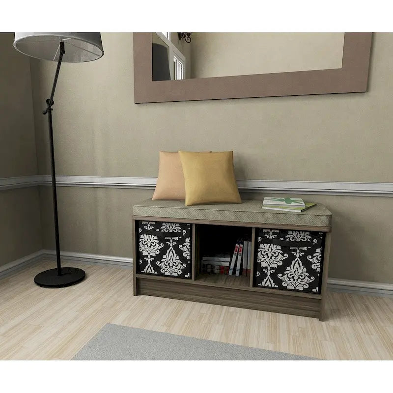 Banc de rangement 3 cubes Southbrook avec coussin gris