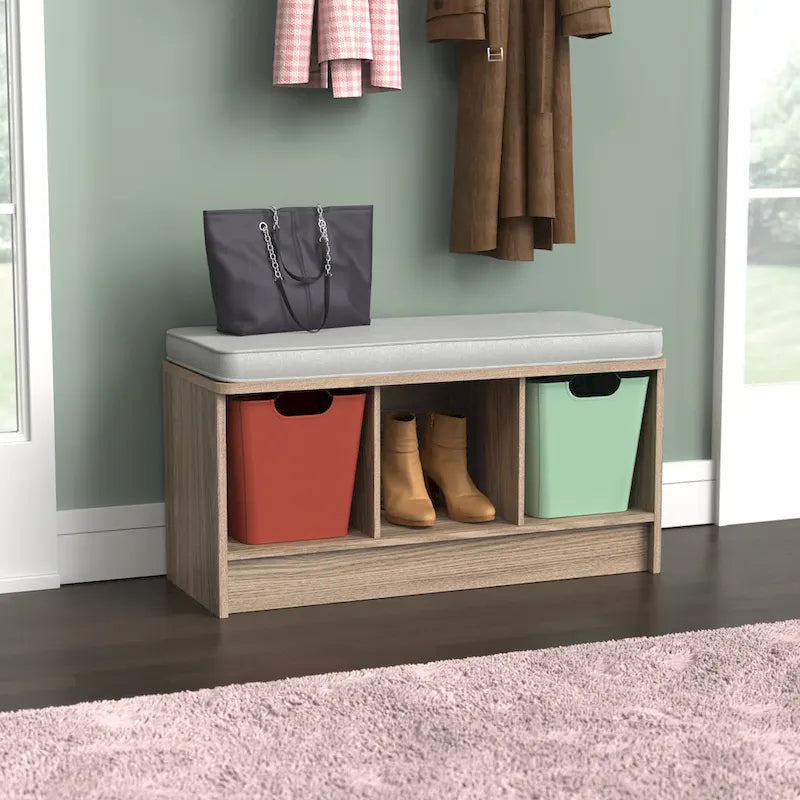 Banc de rangement 3 cubes Southbrook avec coussin gris