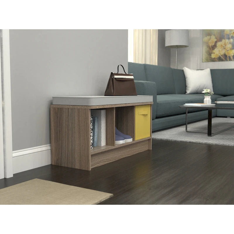 Banc de rangement 3 cubes Southbrook avec coussin gris