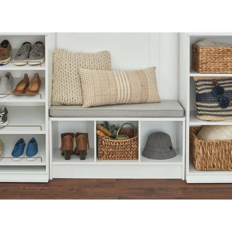 Banc de rangement 3 cubes Southbrook avec coussin gris