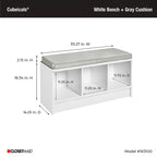 Banc de rangement 3 cubes Southbrook avec coussin gris