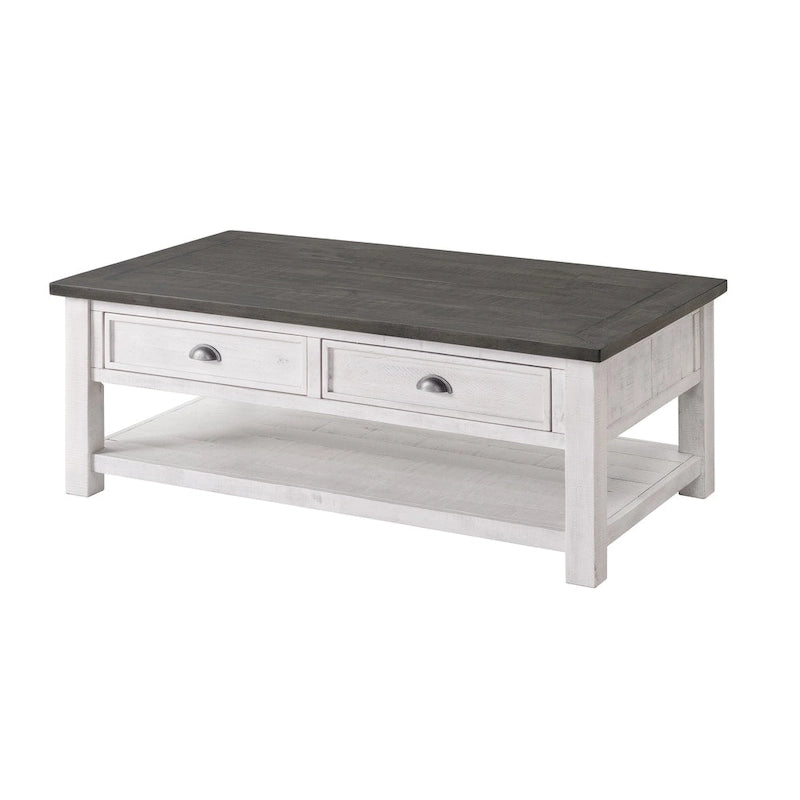 Table basse 2 tiroirs en bois massif Downington