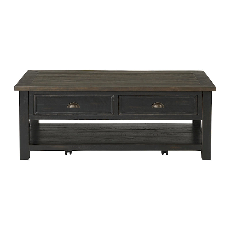 Table basse 2 tiroirs en bois massif Downington