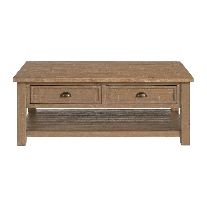 Table basse 2 tiroirs en bois massif Downington