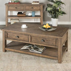 Table basse 2 tiroirs en bois massif Downington