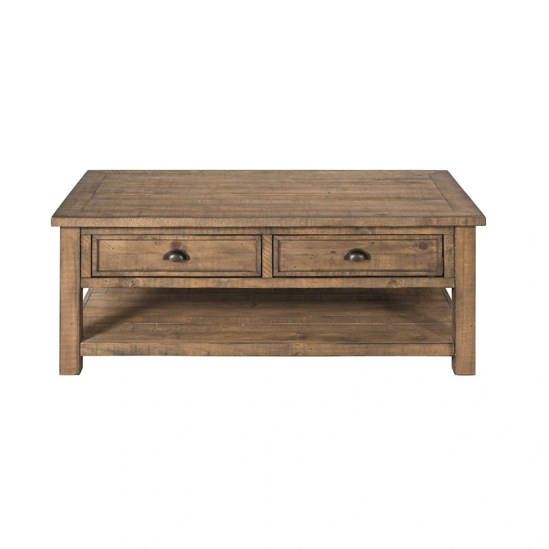 Table basse 2 tiroirs en bois massif Downington