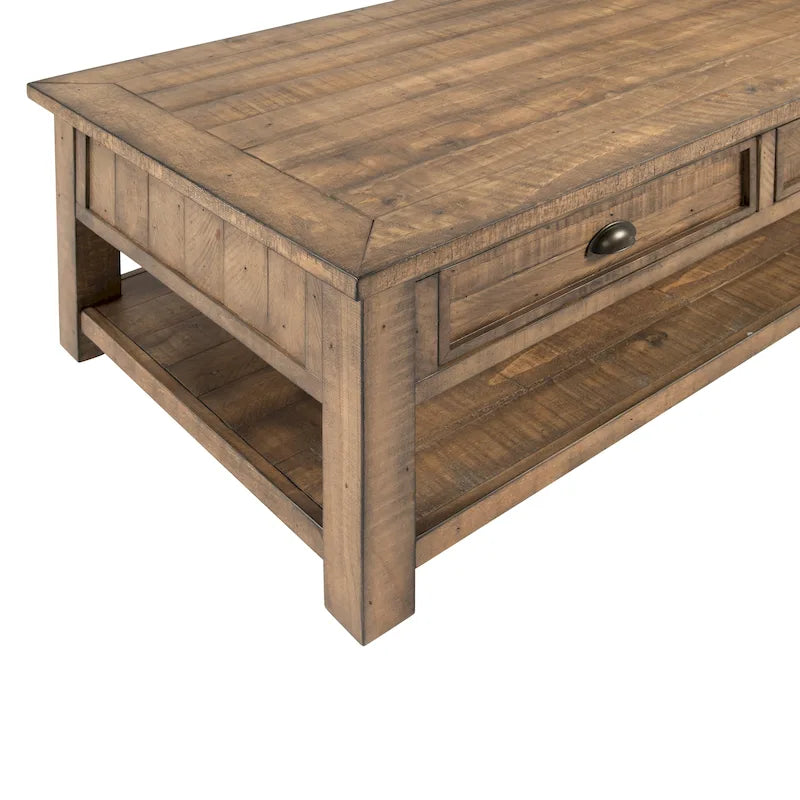Table basse 2 tiroirs en bois massif Downington