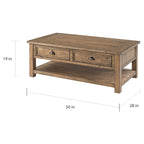 Table basse 2 tiroirs en bois massif Downington