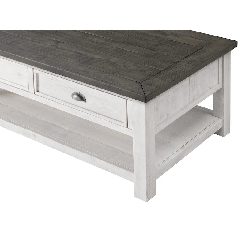 Table basse 2 tiroirs en bois massif Downington