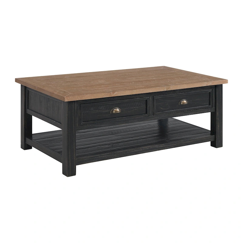 Table basse 2 tiroirs en bois massif Downington