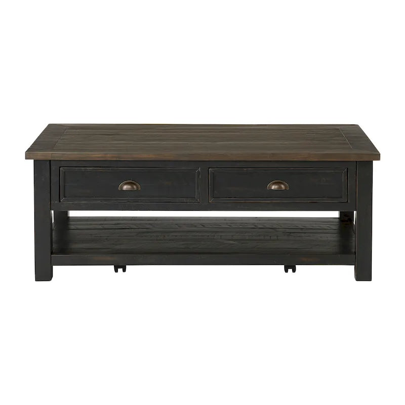 Table basse 2 tiroirs en bois massif Downington