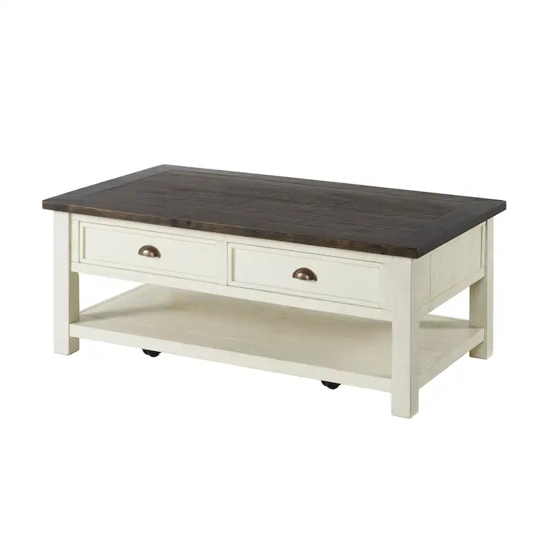 Table basse 2 tiroirs en bois massif Downington
