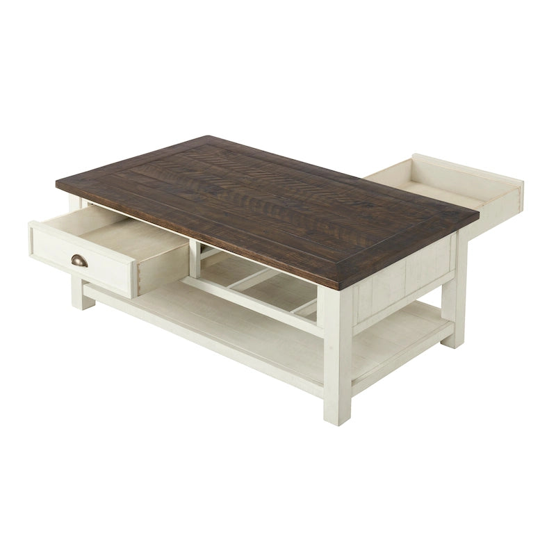 Table basse 2 tiroirs en bois massif Downington