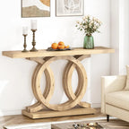 Console de 55 pouces avec base géométrique, table de couloir en bois, vintage