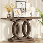 Console de 55 pouces avec base géométrique, table de couloir en bois, vintage