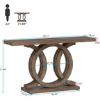 Console de 55 pouces avec base géométrique, table de couloir en bois, vintage
