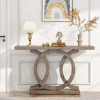 Console de 55 pouces avec base géométrique, table de couloir en bois, vintage