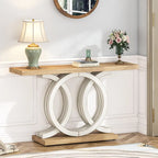 Console de 55 pouces avec base géométrique, table de couloir en bois, vintage