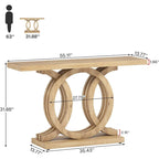 Console de 55 pouces avec base géométrique, table de couloir en bois, vintage