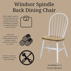 Chaise de salle à manger Windsor en bois massif à dossier à fuseaux