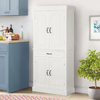 Armoire de cuisine autoportante de 71 po, Armoire de rangement haute avec tiroir et étagères réglables, Placard de sol à 2 portes